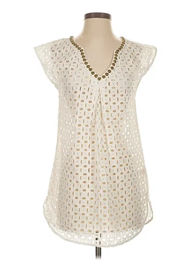 Pre-owned Lilly Pulitzer For Target Short Sleeve Top Ivory V-neck Tops In White