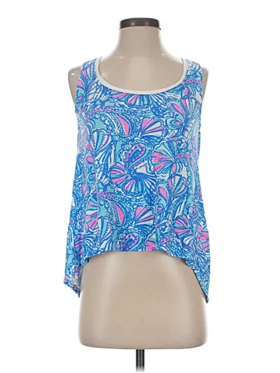Pre-owned Lilly Pulitzer For Target Tank Top Blue Halter Neckline Tops