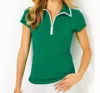 Lilly Pulitzer Frida Half Zip Polo In Fiddle Leaf Green