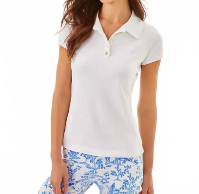 Lilly Pulitzer Frida Scallop Long Sleeve Polo Upf 50 Top In White