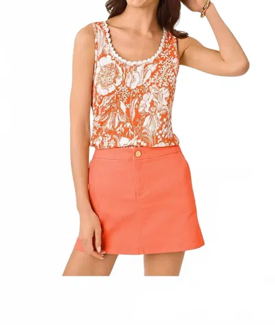 Lilly Pulitzer Gabbie Crochet Trimmed Knit Tank Top In Sunset Orange Budding Romance In Multi