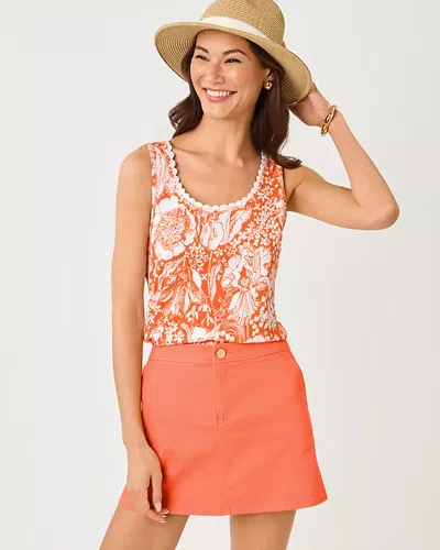 Lilly Pulitzer Gabbie Crochet Trimmed Knit Tank Top In Sunset Orange Budding Romance