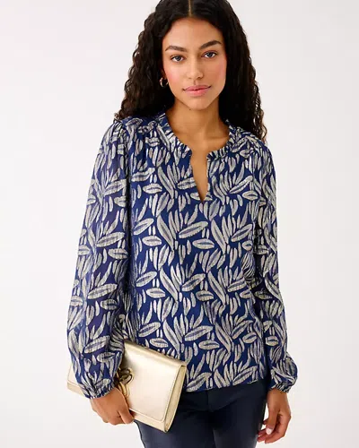 Lilly Pulitzer Giana Long Sleeve Silk Top In Blue