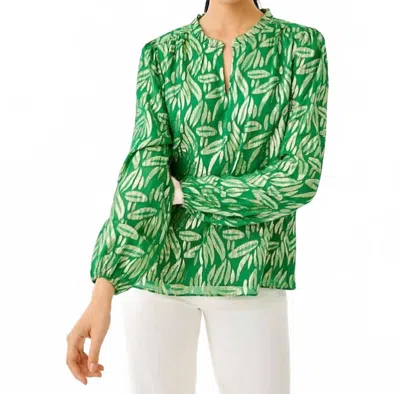 Lilly Pulitzer Giana Long Sleeve Silk Top In Green