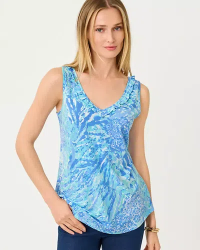 Lilly Pulitzer Gigi Ruffle Tank Top In Blue