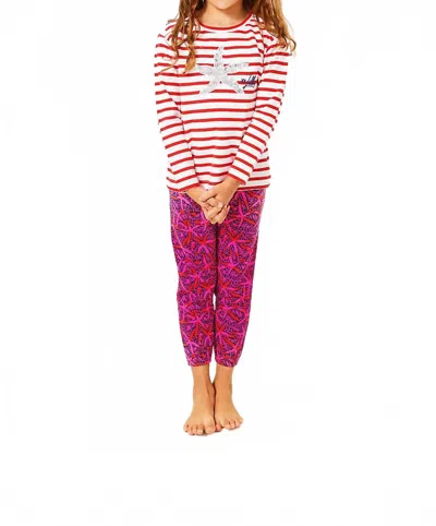 Lilly Pulitzer Kids' Girl's Mini Mallie Terry Pant In Passion Fruit Pink Star Searching In Multi