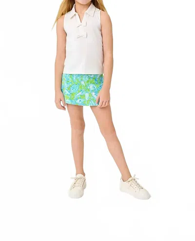 Lilly Pulitzer Kids' Girl's Upf 50+ Mini Aila Skort In Day Dream Blue Throw Me A Line In Green