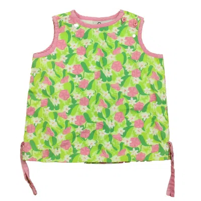 Pre-owned Lilly Pulitzer Kids' Girls Green Pink Floral Blouse