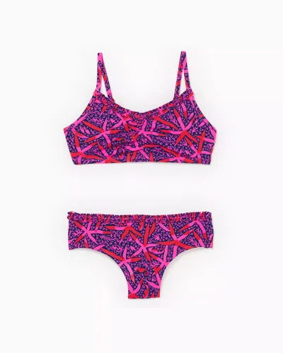 Lilly Pulitzer Girls Manuella Bikini In Passion Fruit Pink Star Searching