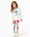 Lilly Pulitzer Girls Mini Ballad Sweatshirt In Coconut Deck The Palms Embroidery Childrens