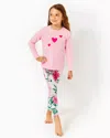Lilly Pulitzer Girls Mini Ballad Sweatshirt In Conch Shell Pink Hearts Embellishment Childrens