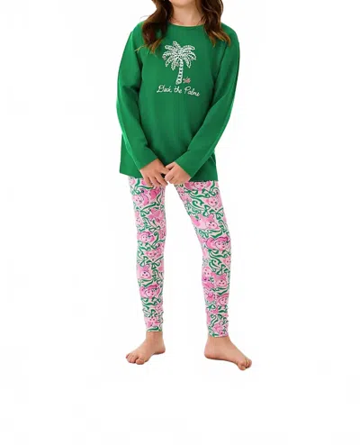Lilly Pulitzer Kids' Girls Mini Ballad Sweatshirt In Multi Deck The Palms Embroidery In Green
