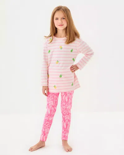 Lilly Pulitzer Girls Mini Ballad Sweatshirt In Pink Muse X Resort White Make Limeade Embroidery Childrens