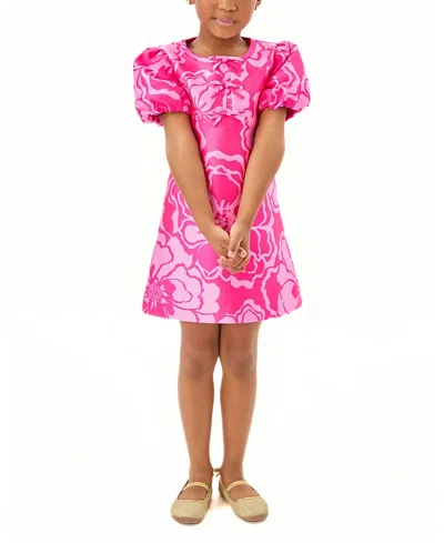 Lilly Pulitzer Mini Britnee Dress (toddler/little Kid/big Kid) Girl's Dress Parigi Pink Go Big Satin Jacquard : 5 L
