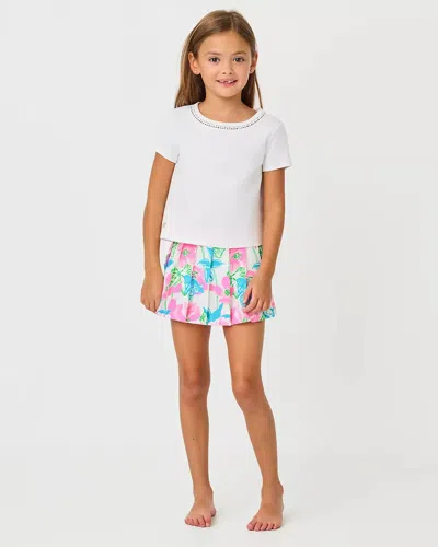 Lilly Pulitzer Mini Clairmont Top (toddler/little Kid/big Kid) Girl's T Shirt Resort White : Xl (12-14 Big Kid), Co