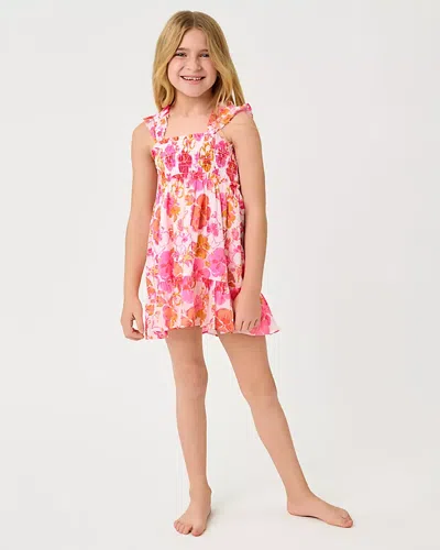 Lilly Pulitzer Girls Mini Hadly Dress In Resort White Pansy Fansy