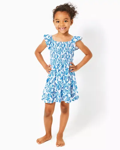 Lilly Pulitzer Kids' Girls Mini Jilly Cotton Dress In Resort White Shell Collector