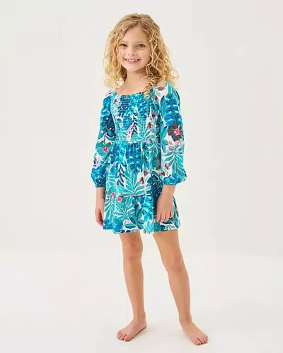 Lilly Pulitzer Girls Mini Jilly Long Sleeve Dress In Blue