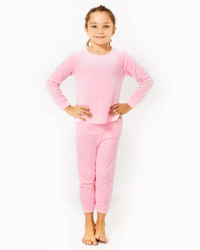 Lilly Pulitzer Girls Mini Mallie Velour Pant In Conch Shell Pink