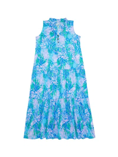 Lilly Pulitzer Girls Mini Malone Sleeveless Maxi Dress In Blue