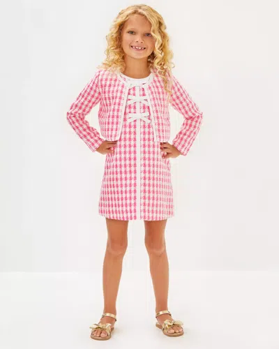 Lilly Pulitzer Girls Mini Rohana Boucle Jacket In Rousseau Pink Charming Check Boucle