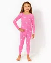 Lilly Pulitzer Girls Mini Sammy Pajama Set In Passion Fruit Pink Fluttering Hearts