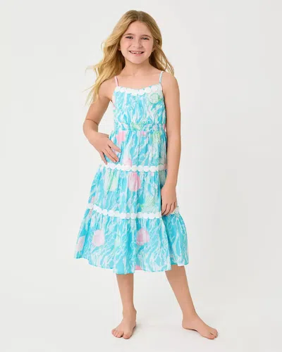 Lilly Pulitzer Mini Zanna Midi Dress (toddler/little Kid/big Kid) Girl's Dress Capri Blue Shelden: 12 Big Kid