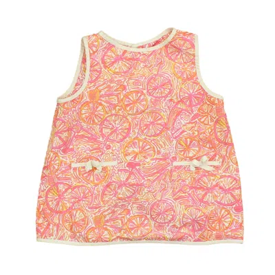 Pre-owned Lilly Pulitzer Kids' Girls Pink Orange White Dress In Multi