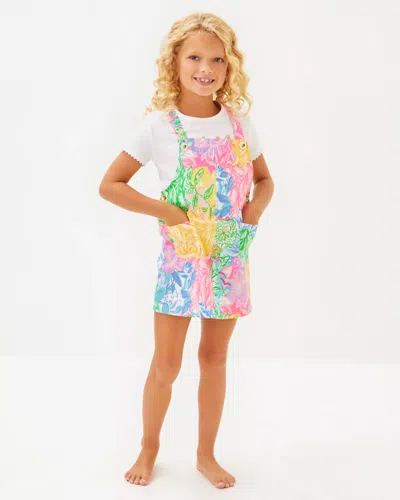 Lilly Pulitzer Girls Varney Overall Dress In Multi Bright Delight Patch