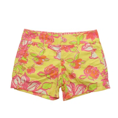 Lilly Pulitzer Kids' Girls Yellow Pink Floral Shorts Size: Junior 0 In Brown