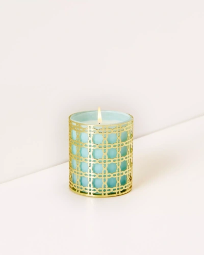 Lilly Pulitzer Glass Candle With Gold Caning In Blue