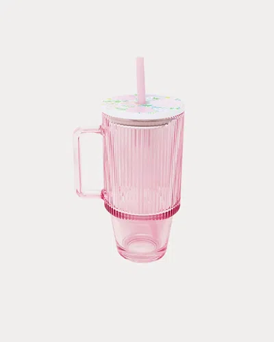 Lilly Pulitzer Glass Tumbler With Straw In Pink