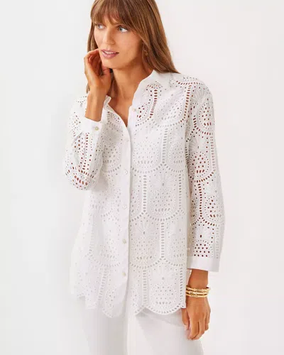 Lilly Pulitzer Gracee Tunic In Resort White Pineapple Tile Eyelet