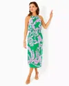 Lilly Pulitzer Gracelyn Halter Midi Dress In Brazilian Green Salty Sandbar Oversized Enigineered Knit