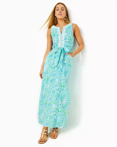 Lilly Pulitzer Gulianna Cotton Maxi Shift Dress In Hydra Blue Dandy Lions |  ModeSens