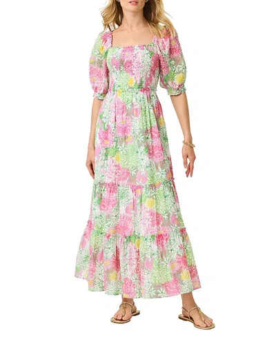 Lilly Pulitzer Hadley Short Sleeve Smocked Maxi Dress In Multi