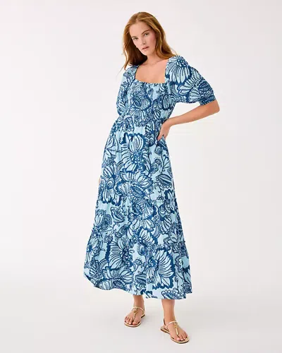 Lilly Pulitzer Hadly Short Sleeve Smocked Dress In Blue