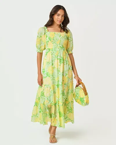 Lilly Pulitzer Hadly Short Sleeve Smocked Maxi Dress In Green