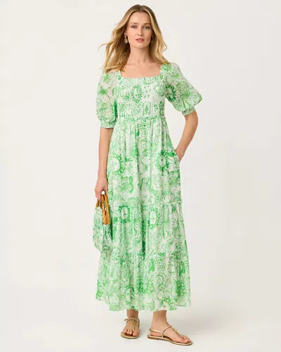 Lilly Pulitzer Hadly Short Sleeve Smocked Maxi Dress In Green