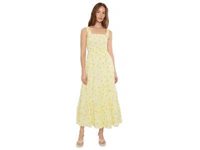 Lilly Pulitzer Hadly Smocked Maxi Dress Women's Clothing Estelle Yellow Ltwt Oxford Stripe With Lemon Bee Embroider