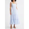 Lilly Pulitzer Hadly Smocked Maxi Dress In Jacaranda Blue Oxford Stripe