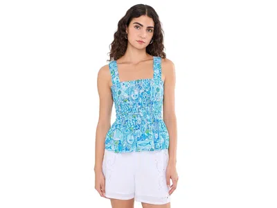 Lilly Pulitzer Hadly Smocked Top Women's Blouse Mint Condition Harlillyquin: Md In Blue