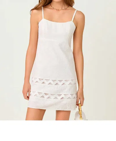 Lilly Pulitzer Haliey Mini Dress In Resort White Sunshowers Embroidery In Metallic
