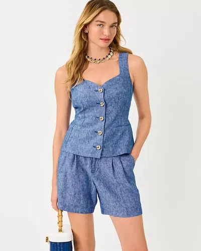 Lilly Pulitzer Hellar Linen Vest In Blue