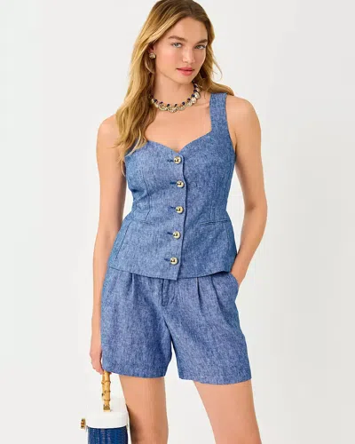 Lilly Pulitzer Hellar Linen Vest In Blue