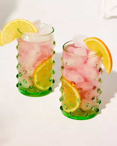 Lilly Pulitzer Highball Hobnail Glasses In Green