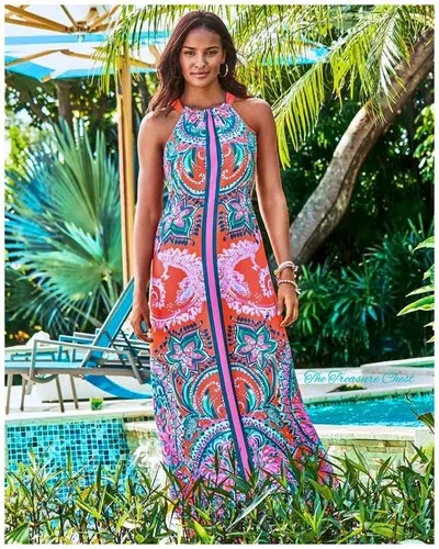 Pre-owned Lilly Pulitzer Hollyn Maxi Dress Tangerine ? Dream Size 4,6,8,16 ? In Multicolor