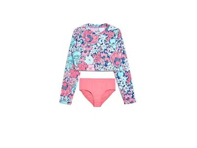 Lilly Pulitzer Ibbie Rashguard Set (toddler/little Kid/big Kid) Girl's Swimwear Sets Starlight Navy In All Her Glor In Pink