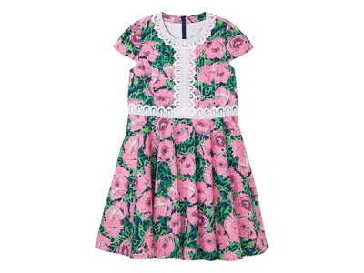 Lilly Pulitzer Idala Short Sleeved Dress (toddler/little Kid/big Kid) Girl's Dress Low Tide Navy Florrie : 3t Toddl In Multi