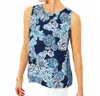 Lilly Pulitzer Iona Bouquet All Day Sleeveless Top In Low Tide Navy In Animal Print